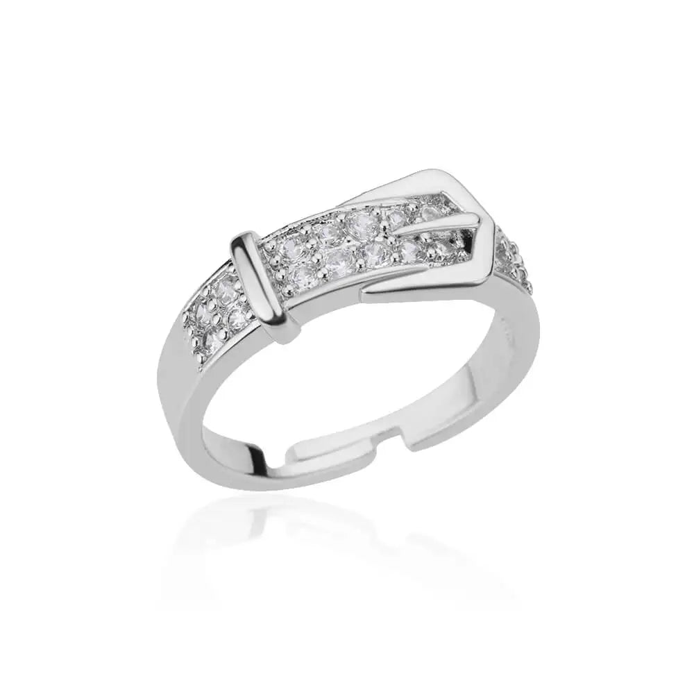 Bague Ajustable Pavée « POSITANO » – Design Ceinture Iconique