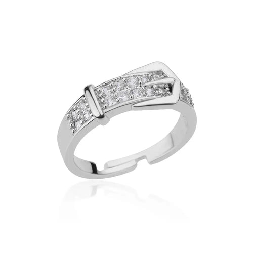 Bague Ajustable Pavée « POSITANO » – Design Ceinture Iconique