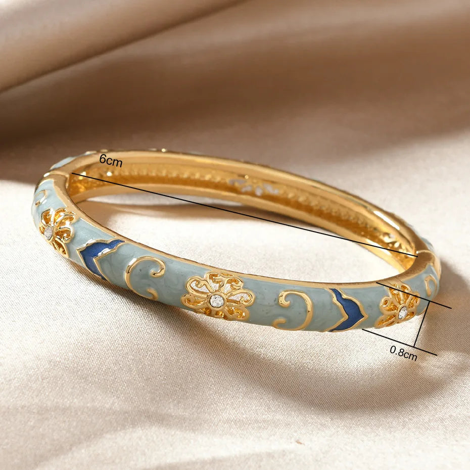 Bracelet Jonc Émaillé Baroque « MONTEROSSO » – Cristaux &amp; Or Fin
