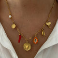 Collier Grigri Multi-Breloques « PALERMO » – Acier Inoxydable Or