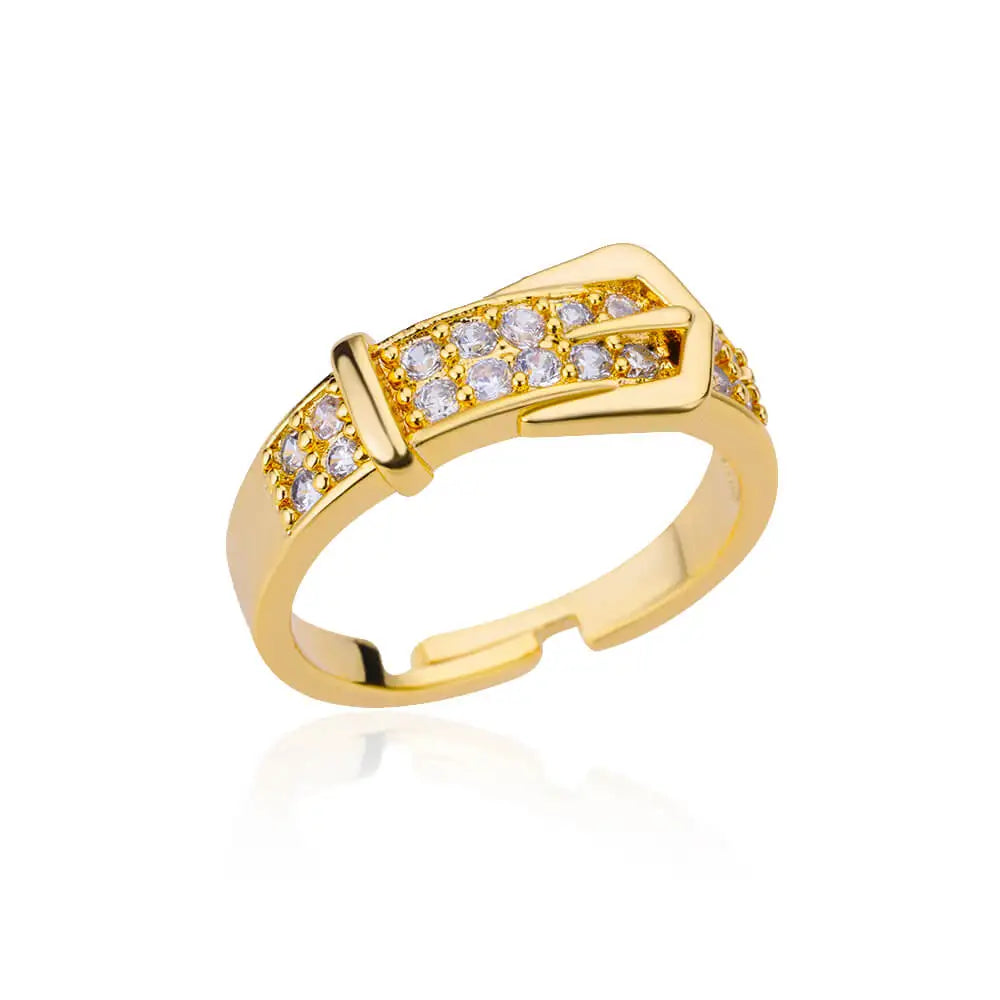 Bague Ajustable Pavée « POSITANO » – Design Ceinture Iconique