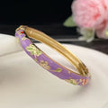 Bracelet Jonc Émaillé « POSITANO » – Violet Lilas &amp; Fleurs d'Or