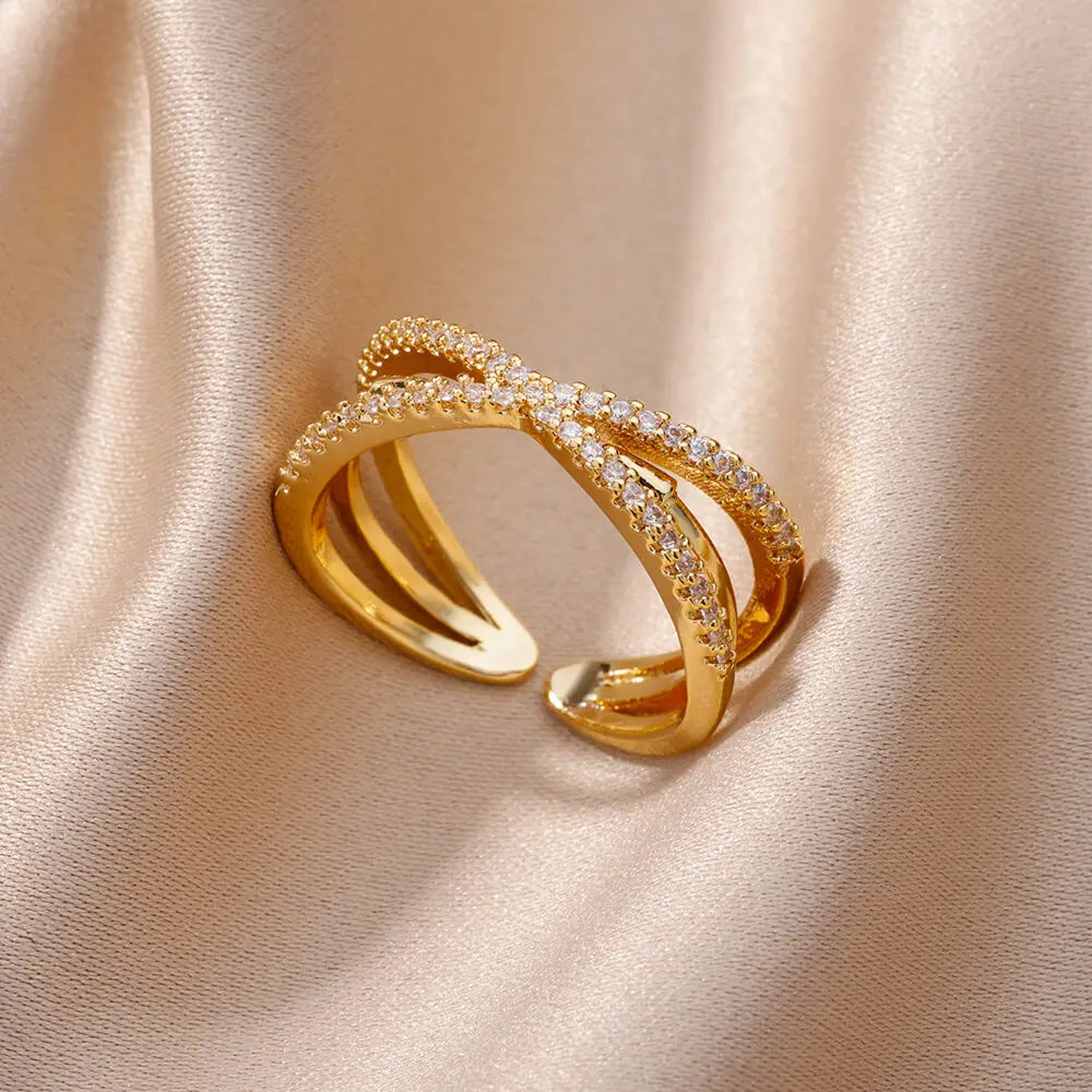 Bague Ajustable Pavée « POSITANO » – Design Ceinture Iconique