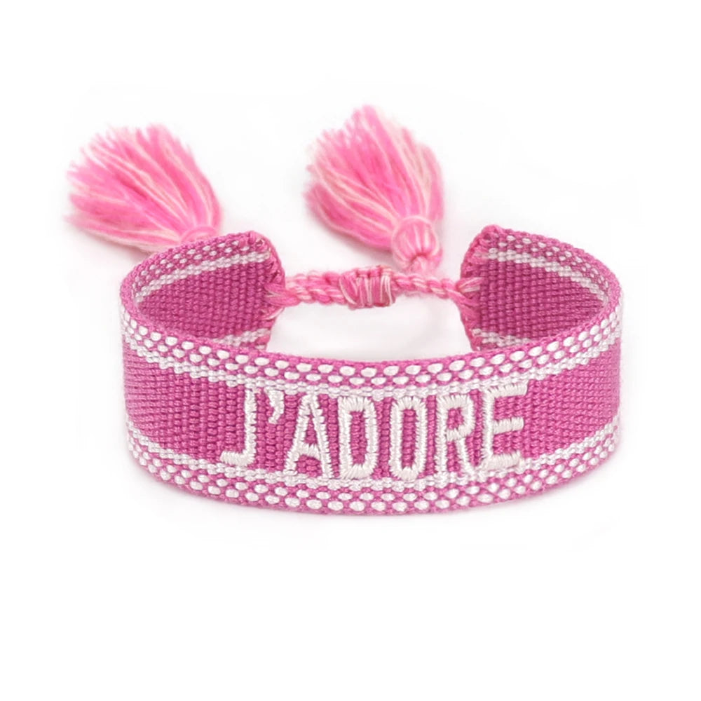 Bracelet Tissé Bohème « J'ADORE » – Édition Festival