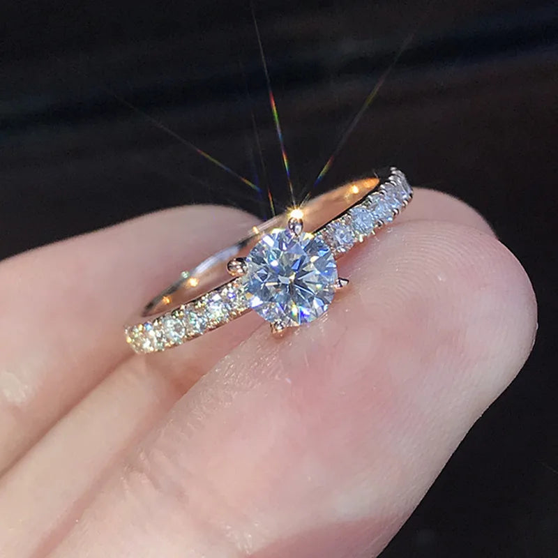 Bague Solitaire Éclatante « VENISE » – Cristaux AAA & Fini Or Rose