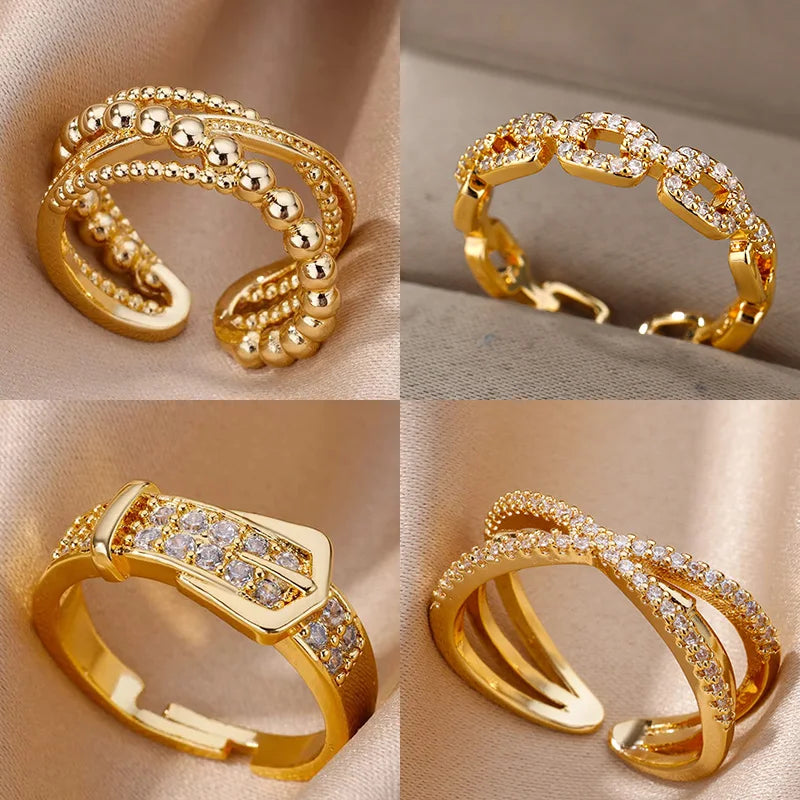 Bague Ajustable Pavée « POSITANO » – Design Ceinture Iconique