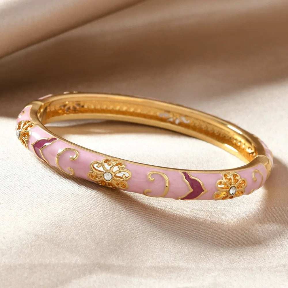 Bracelet Jonc Émaillé Baroque « MONTEROSSO » – Cristaux &amp; Or Fin