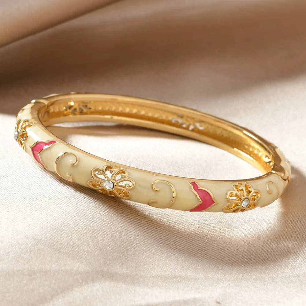 Bracelet Jonc Émaillé Baroque « MONTEROSSO » – Cristaux &amp; Or Fin