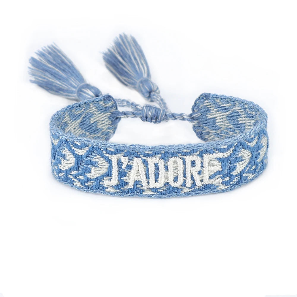 Bracelet Tissé Bohème « J'ADORE » – Édition Festival