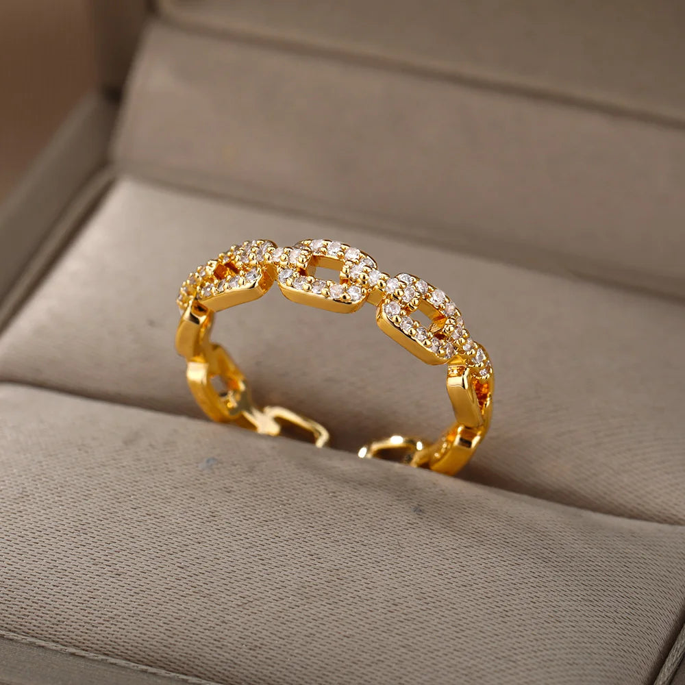Bague Ajustable Pavée « POSITANO » – Design Ceinture Iconique