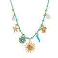 Collier Cordon Tressé Grigri « IBIZA » – Breloques Marine &amp; Or Fin